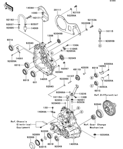 Gear Box Diagram and Parts List for KAF400BEF 2014 Kawasaki Lawn Tractor Accessories