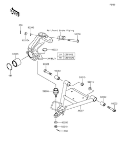 Suspension Diagram and Parts List for KAF400BGF 2016 Kawasaki Lawn Tractor Accessories