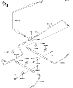 Brake Piping Diagram and Parts List for KAF620RDFA 2013 Kawasaki Lawn Tractor Accessories