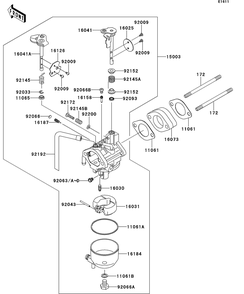 Carburetor Diagram and Parts List for KAF400DEF 2014 Kawasaki Lawn Tractor Accessories