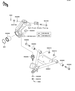 Suspension Diagram and Parts List for KAF400AFF 2015 Kawasaki Lawn Tractor Accessories
