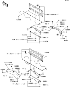 Rear Fender Diagram and Parts List for KAF950GDF 2013 Kawasaki Lawn Tractor Accessories