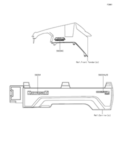 Decals Diagram and Parts List for KAF1000DGF 2016 Kawasaki Lawn Tractor Accessories