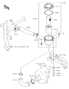 Air Cleaner-Belt Converter Diagram and Parts List for KAF620PGF 2016 Kawasaki Lawn Tractor Accessories