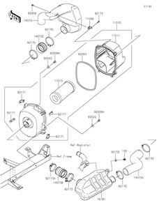 Air Cleaner Diagram and Parts List for KDT1000CNFNN 2022 Kawasaki Lawn Tractor Accessories