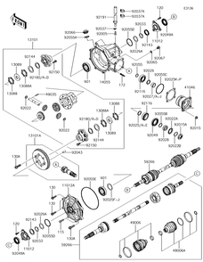 Drive Shaft-Front Diagram and Parts List for KAF620MHF 2017 Kawasaki Lawn Tractor Accessories