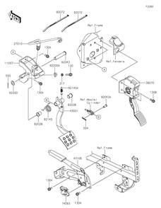 Brake Pedal/Throttle Lever Diagram and Parts List for KRT1000BPFNL 2023 Kawasaki Lawn Tractor Accessories