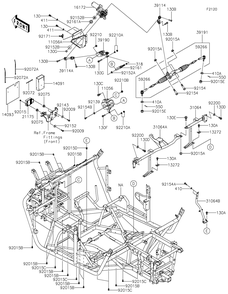 Frame Diagram and Parts List for KRF800FMFNL 2021 Kawasaki Lawn Tractor Accessories