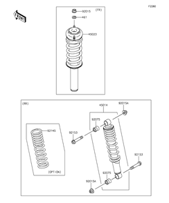 Shock Absorber Diagram and Parts List for KAF400FGF 2016 Kawasaki Lawn Tractor Accessories