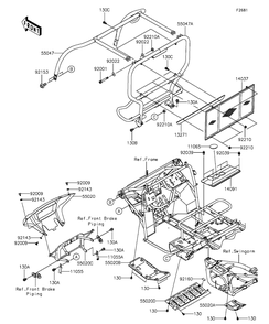 Guards/Cab Frame Diagram and Parts List for KAF400FGF 2016 Kawasaki Lawn Tractor Accessories