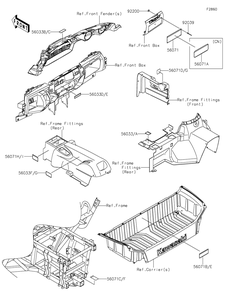 Labels Diagram and Parts List for KRT800LPFNN 2023 Kawasaki Lawn Tractor Accessories