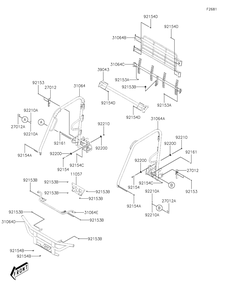 Guards/Cab Frame Diagram and Parts List for KAF700AKF 2019 Kawasaki Lawn Tractor Accessories