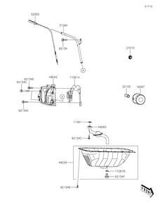 Oil Pump/Oil Filter Diagram and Parts List for KAF820AJF 2018 Kawasaki Lawn Tractor Accessories