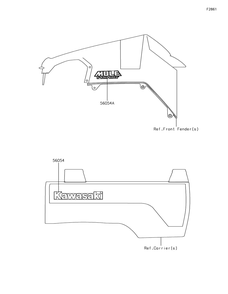 Decals Diagram and Parts List for KAF1000HJF 2018 Kawasaki Lawn Tractor Accessories