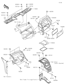 Front Box Diagram and Parts List for KRT1000BPFNL 2023 Kawasaki Lawn Tractor Accessories