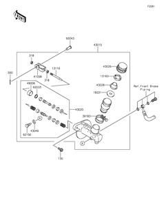 Master Cylinder Diagram and Parts List for KAF400FGF 2016 Kawasaki Lawn Tractor Accessories