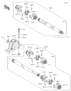 Drive Shaft-Propeller Diagram and Parts List for KAF620SGF 2016 Kawasaki Lawn Tractor Accessories