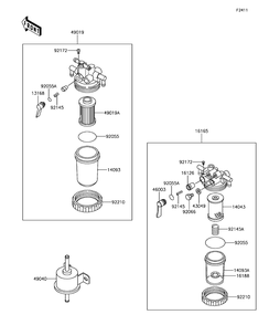 Fuel Filter Diagram and Parts List for KAF1000CHF 2017 Kawasaki Lawn Tractor Accessories