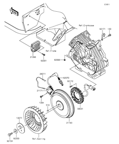 Generator/Ignition Coil Diagram and Parts List for KAF400FGF 2016 Kawasaki Lawn Tractor Accessories