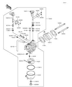 Carburetor Diagram and Parts List for KAF400EGF 2016 Kawasaki Lawn Tractor Accessories