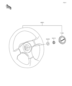 Steering Wheel Diagram and Parts List for KAF400EDF 2013 Kawasaki Lawn Tractor Accessories