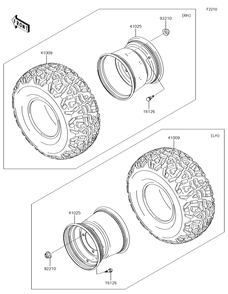 Wheels/Tires Diagram and Parts List for KAF620VGF 2016 Kawasaki Lawn Tractor Accessories