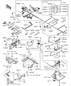 Chassis Electrical Equipment Diagram and Parts List for KAF820JHF 2017 Kawasaki Lawn Tractor Accessories