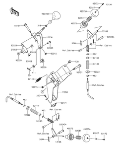 Shift Lever Diagram and Parts List for KAF400AGF 2016 Kawasaki Lawn Tractor Accessories