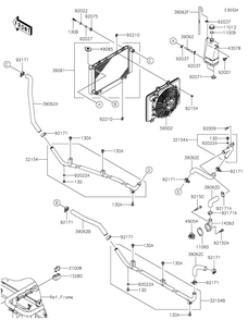 Radiator 2 Diagram and Parts List for KAF620SMFNN 2021 Kawasaki Lawn Tractor Accessories