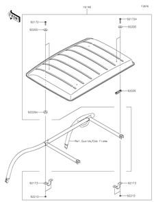 Sun Top Diagram and Parts List for KAF400TKS 2019 Kawasaki Lawn Tractor Accessories