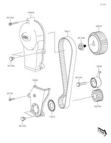 Timing Belt Diagram and Parts List for KAF820FNFNN 2022 Kawasaki Lawn Tractor Accessories
