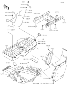 Fuel Tank 1 Diagram and Parts List for KRF1000CMFNN 2021 Kawasaki Lawn Tractor Accessories