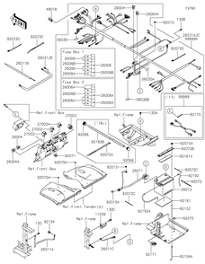 Chassis Electrical Equipment Diagram and Parts List for KAF1000BHF 2017 Kawasaki Lawn Tractor Accessories