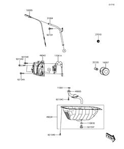 Oil Pump/Oil Filter Diagram and Parts List for KAF820BHF 2017 Kawasaki Lawn Tractor Accessories