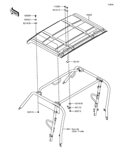 Sun Top Diagram and Parts List for KAF1000FGF 2016 Kawasaki Lawn Tractor Accessories