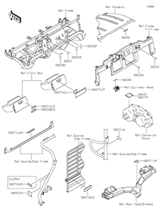 Labels Diagram and Parts List for KAF620RMFNN 2021 Kawasaki Lawn Tractor Accessories