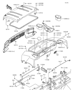 Fenders Diagram and Parts List for KAF620RFF 2015 Kawasaki Lawn Tractor Accessories