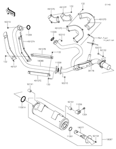 Muffler Diagram and Parts List for KRF800GKF 2019 Kawasaki Lawn Tractor Accessories