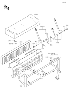 Seat Diagram and Parts List for KAF620PKF 2019 Kawasaki Lawn Tractor Accessories