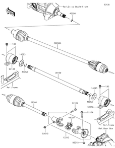 Drive Shaft-Propeller Diagram and Parts List for KAF1000HJF 2018 Kawasaki Lawn Tractor Accessories