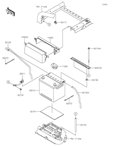Battery Diagram and Parts List for KRF1000CNFNN 2022 Kawasaki Lawn Tractor Accessories