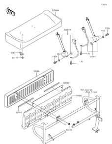 Seat 1 Diagram and Parts List for KAF620TJF 2018 Kawasaki Lawn Tractor Accessories