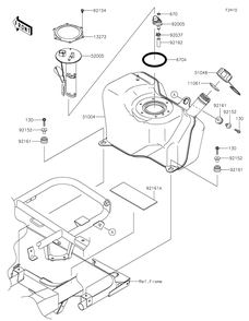 Fuel Tank Diagram and Parts List for KAF400HHF 2017 Kawasaki Lawn Tractor Accessories