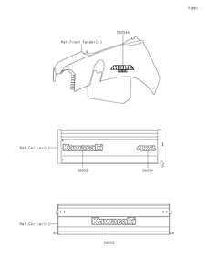 Decals Diagram and Parts List for KAF400HHF 2017 Kawasaki Lawn Tractor Accessories
