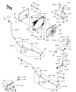 Radiator Diagram and Parts List for KAF620RFF 2015 Kawasaki Lawn Tractor Accessories