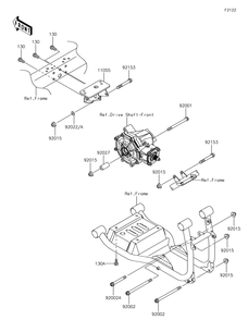Engine Mount Diagram and Parts List for KAF620RHF 2017 Kawasaki Lawn Tractor Accessories