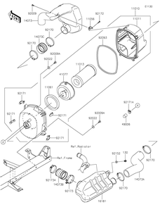 Air Cleaner Diagram and Parts List for KAF1000BMFNN 2021 Kawasaki Lawn Tractor Accessories