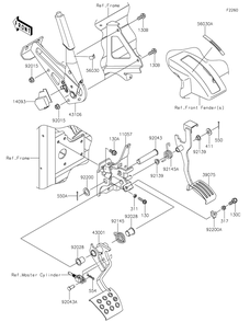 Brake Pedal/Throttle Lever Diagram and Parts List for KAF820DJF 2018 Kawasaki Lawn Tractor Accessories