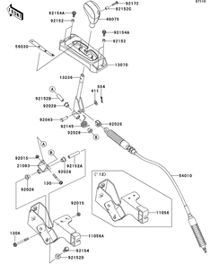 Control Diagram and Parts List for KRT750ACF 2012 Kawasaki Lawn Tractor Accessories