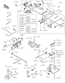 Chassis Electrical Equipment Diagram and Parts List for KAF1000CKF 2019 Kawasaki Lawn Tractor Accessories
